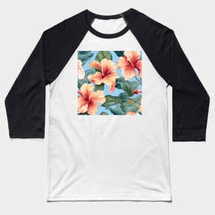 Hibiscus Flowers Pattern 6 Baseball T-Shirt